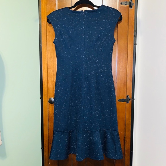 ANN TAYLOR Speckled Ponte Flounce Sheath Dress - Picture 5 of 8